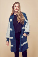 Load image into Gallery viewer, Petal Dew Striped Balloon Sleeve Open Front Fluffy Cardigan