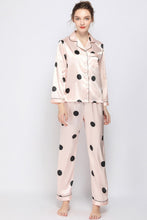 Load image into Gallery viewer, Satin Button-Up Lapel Collar Top and Pants Pajama Set