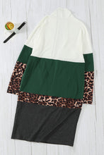 Load image into Gallery viewer, Leopard Color Block Open Front Longline Cardigan