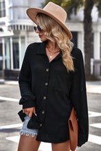 Load image into Gallery viewer, Waffle-Knit Collared Neck Dropped Shoulder Shirt