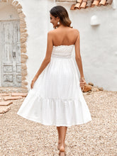 Load image into Gallery viewer, Frill Trim Strapless Midi Dress