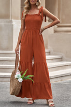 Load image into Gallery viewer, DIBS 6446 COLOR SIZE Tie-Shoulder Smocked Tiered Jumpsuit