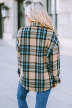 Load image into Gallery viewer, Plaid Curved Hem Shirt Jacket with Breast Pockets