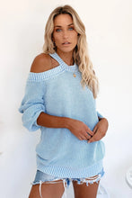Load image into Gallery viewer, Cold Shoulder Cutout Back Rib-Knit Sweater