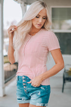 Load image into Gallery viewer, Textured Breast Pocket Buttoned Tee Shirt