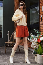 Load image into Gallery viewer, Two-Tone V-Neck Twisted Sweater