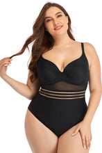 Load image into Gallery viewer, Plus Size Spliced Mesh Tie-Back One-Piece Swimsuit