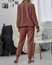 Load image into Gallery viewer, Dropped Shoulder Teddy Lounge Set