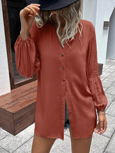 Load image into Gallery viewer, Double Take Notched Neck Balloon Sleeve Shirt