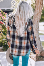 Load image into Gallery viewer, Plaid Side Slit Curved Hem Shirt