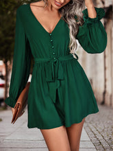 Load image into Gallery viewer, Long Flounce Sleeve V-Neck Romper