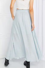 Load image into Gallery viewer, Sweet Lovely by Jen Full Size Leaps and Bounds Slit Maxi Skirt in Misty Blue