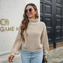 Load image into Gallery viewer, Heathered Balloon Sleeve Turtleneck Sweater