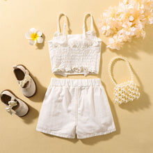 Load image into Gallery viewer, Contrast Stitching Bow Detail Cami and Shorts Set