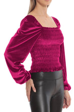 Load image into Gallery viewer, Smocked Square Neck Long Sleeve Blouse