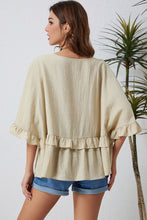 Load image into Gallery viewer, Ruffled V-Neck Half Sleeve Blouse