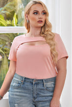 Load image into Gallery viewer, Plus Size Cutout Round Neck Short Sleeve Tee