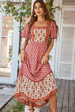 Load image into Gallery viewer, Bohemian Square Neck Flutter Sleeve Maxi Dress