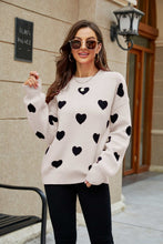 Load image into Gallery viewer, Heart Pattern Lantern Sleeve Sweater