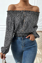 Load image into Gallery viewer, Leopard Print Frill Trim Off-Shoulder Top