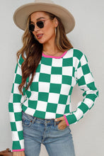 Load image into Gallery viewer, Checkered Round Neck Sweater