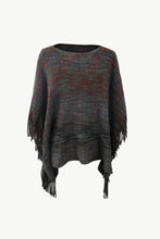 Load image into Gallery viewer, Heathered Boat Neck Fringed Poncho