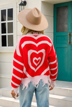 Load image into Gallery viewer, Heart Pattern Distressed Sweater