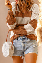 Load image into Gallery viewer, Two-Tone Striped Rib-Knit Sweater