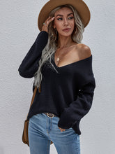 Load image into Gallery viewer, Deep V Rib-Knit Sweater