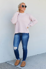 Load image into Gallery viewer, Heimish Losing Track Full Size Hem Detail Rib-Knit Sweater in Blush