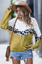 Load image into Gallery viewer, Leopard Color Block Waffle-Knit Top