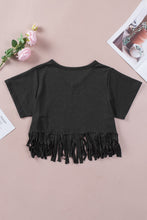 Load image into Gallery viewer, V-Neck Fringe Hem T-Shirt