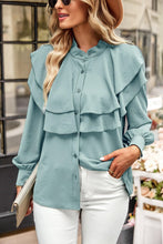 Load image into Gallery viewer, Ruffled Button-Up Puff Sleeve Blouse