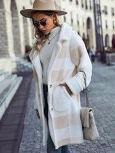 Load image into Gallery viewer, Plaid Lapel Collar Brushed Coat with Pockets