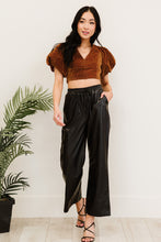 Load image into Gallery viewer, PRIVY Glitter Puff Sleeve Cropped Top