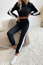 Load image into Gallery viewer, Side Stripe Cropped Hoodie and Jogger Set