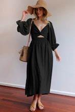 Load image into Gallery viewer, Smocked Square Neck Flounce Sleeve Dress