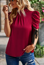 Load image into Gallery viewer, Tie Back Gathered Detail Puff Sleeve Top