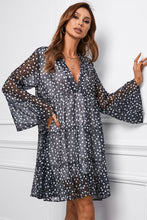 Load image into Gallery viewer, Printed Notched Neck Flare Sleeve Tiered Dress