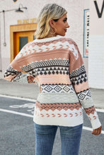 Load image into Gallery viewer, Geometric Dropped Shoulder Round Neck Sweater
