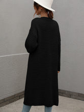 Load image into Gallery viewer, Horizontal Ribbing Dropped Shoulder Cardigan