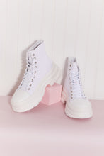 Load image into Gallery viewer, Berness Stick To It Platform Lace-Up Booties in White