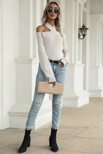 Load image into Gallery viewer, Halter Cold Shoulder Rib-Knit Sweater DIBS HALTER
