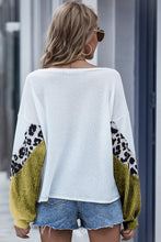Load image into Gallery viewer, Leopard Color Block Waffle-Knit Top