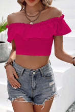 Load image into Gallery viewer, Off-Shoulder Ruffled Cropped Top