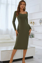 Load image into Gallery viewer, Sweetheart Neck Long Sleeve Back Slit Bandage Dress