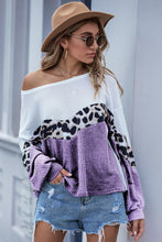 Load image into Gallery viewer, Leopard Color Block Waffle-Knit Top
