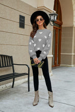 Load image into Gallery viewer, Heart Pattern Lantern Sleeve Sweater