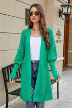Load image into Gallery viewer, Lantern Sleeve Rib-Knit Open Front Longline Cardigan