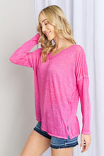 Load image into Gallery viewer, Zenana V-Neck Dropped Shoulder Slit Top in Hot Pink